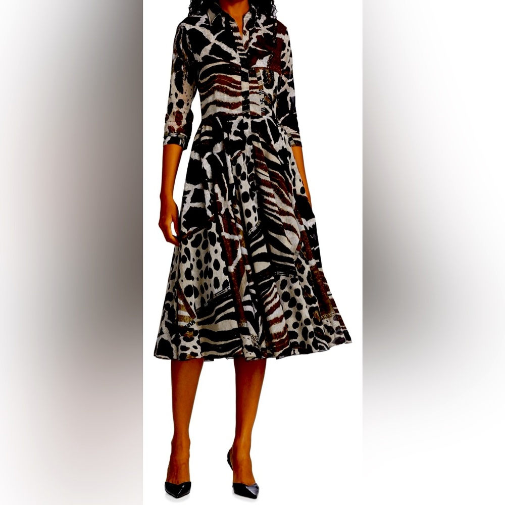 Samantha Sung Elegant Animal Print Dress, Size 8